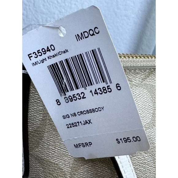 Coach Signature C Jacquard Crossbody Bag Khaki White Leather Trim‎ Gold Hardware - Picture 7 of 9